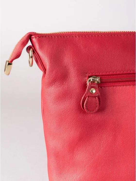 Cartmel Leather Cross Body Bag in Red