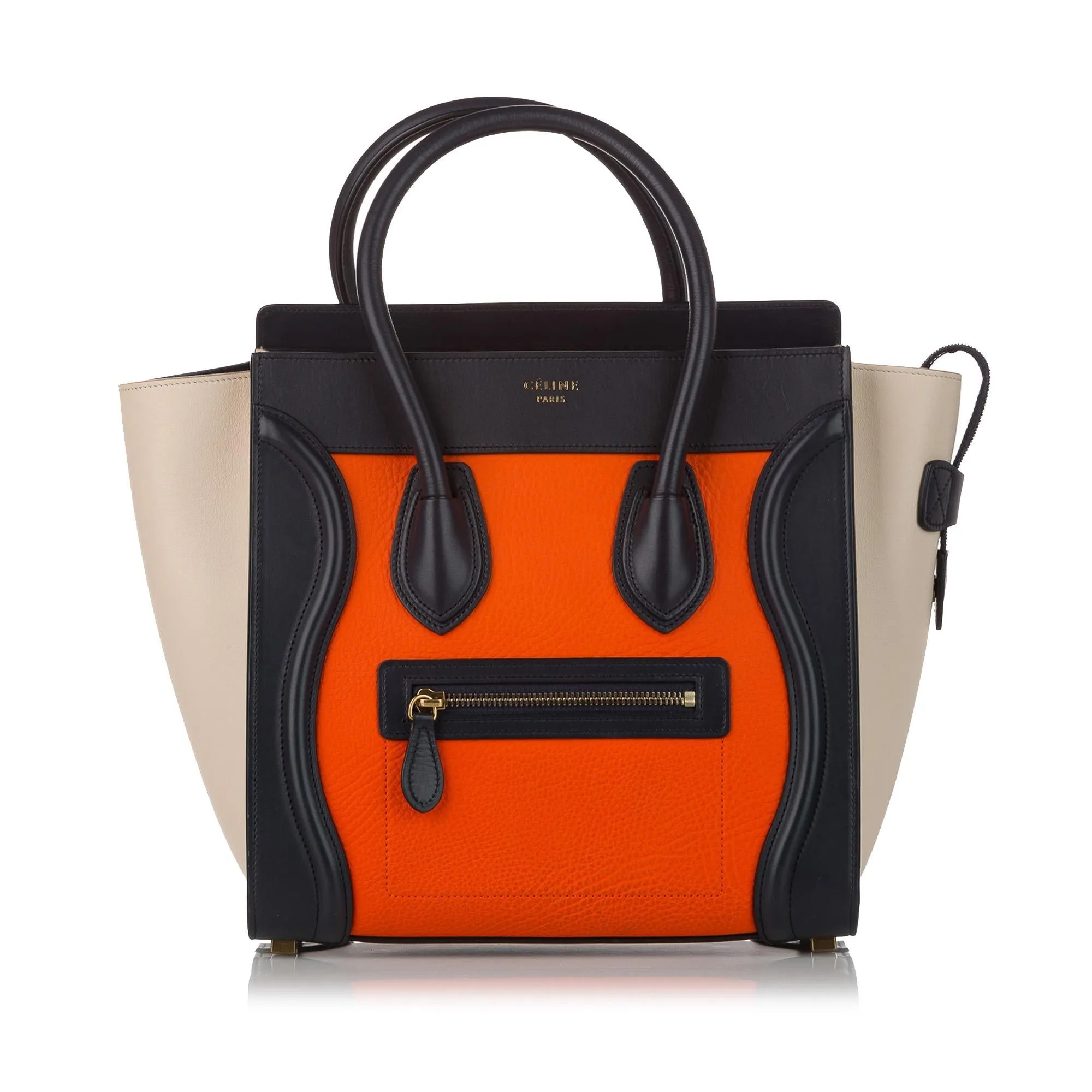 Celine Micro Luggage Tote Tricolor Leather Handbag (SHG-37372)