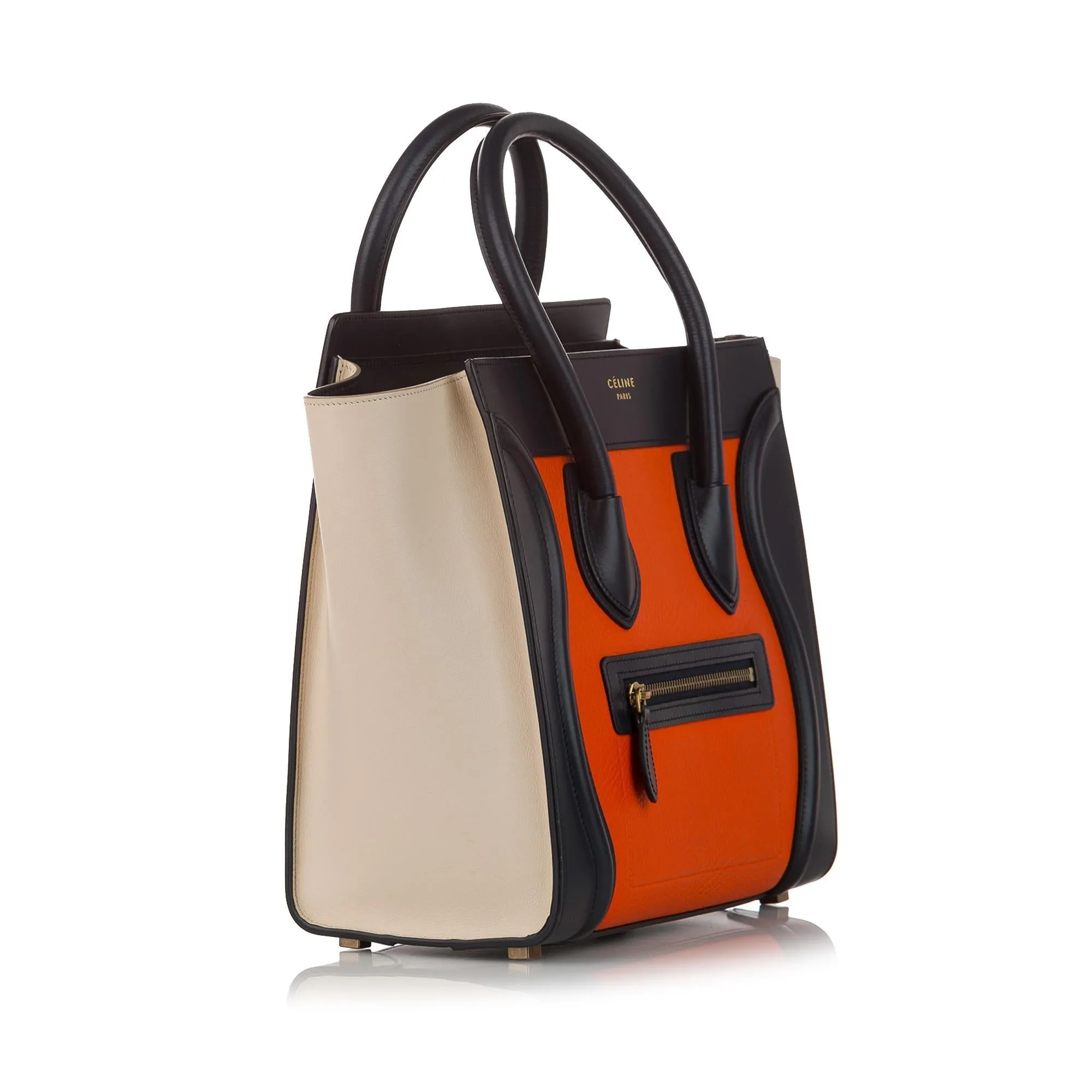 Celine Micro Luggage Tote Tricolor Leather Handbag (SHG-37372)