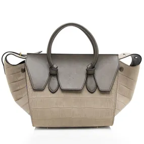 Celine Stamped Crocodile Nubuck Calfskin Mini Tie Tote (SHF-23099)