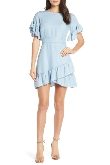   Chambray Ruffle Dress