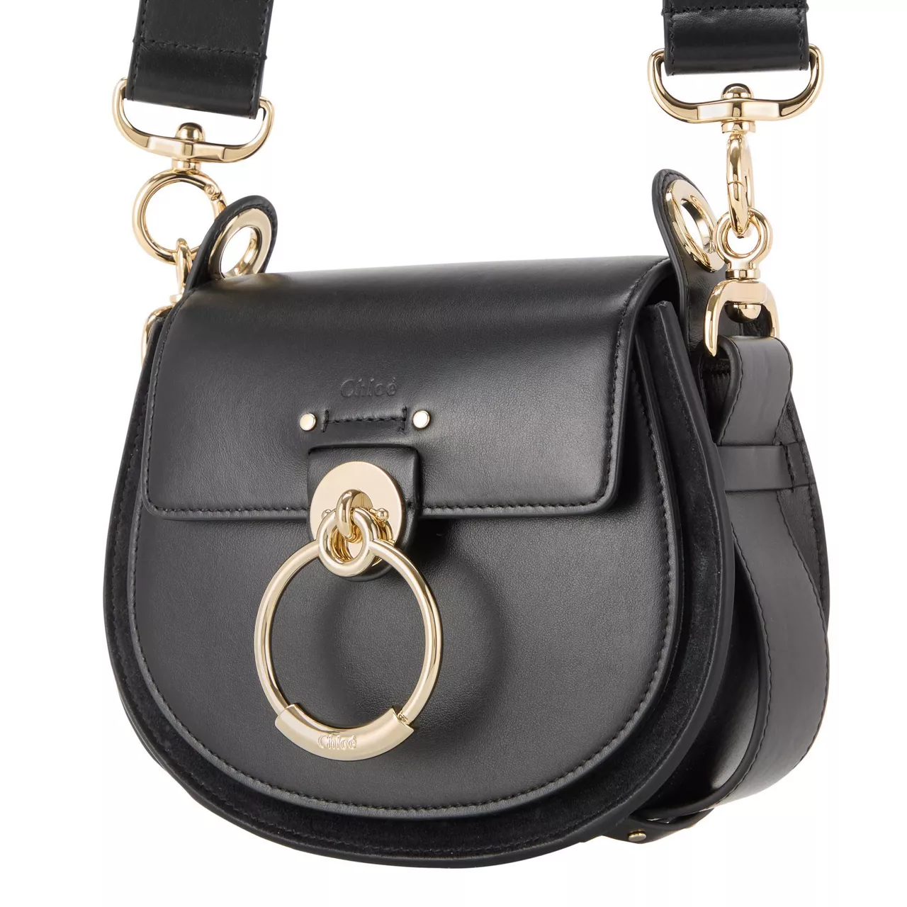 CHLOÉ The Sustainable Edit Tess Leather Saddle Bag - Black