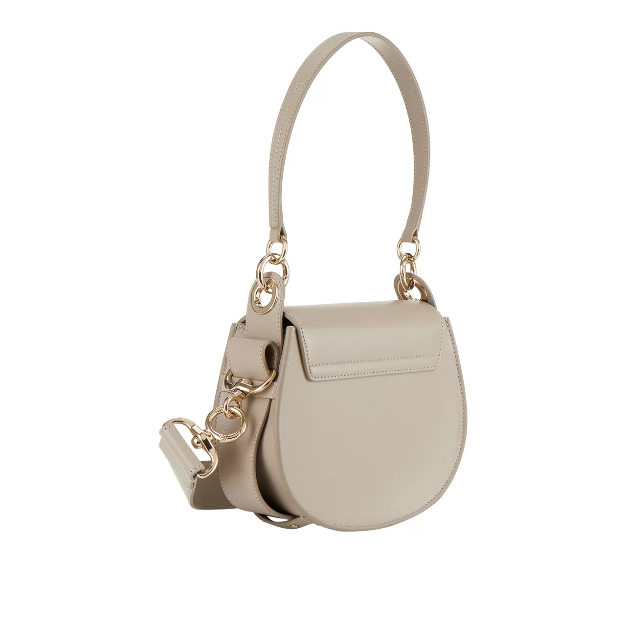 CHLOÉ The Sustainable Edit Tess Leather Saddle Bag - Motty Grey