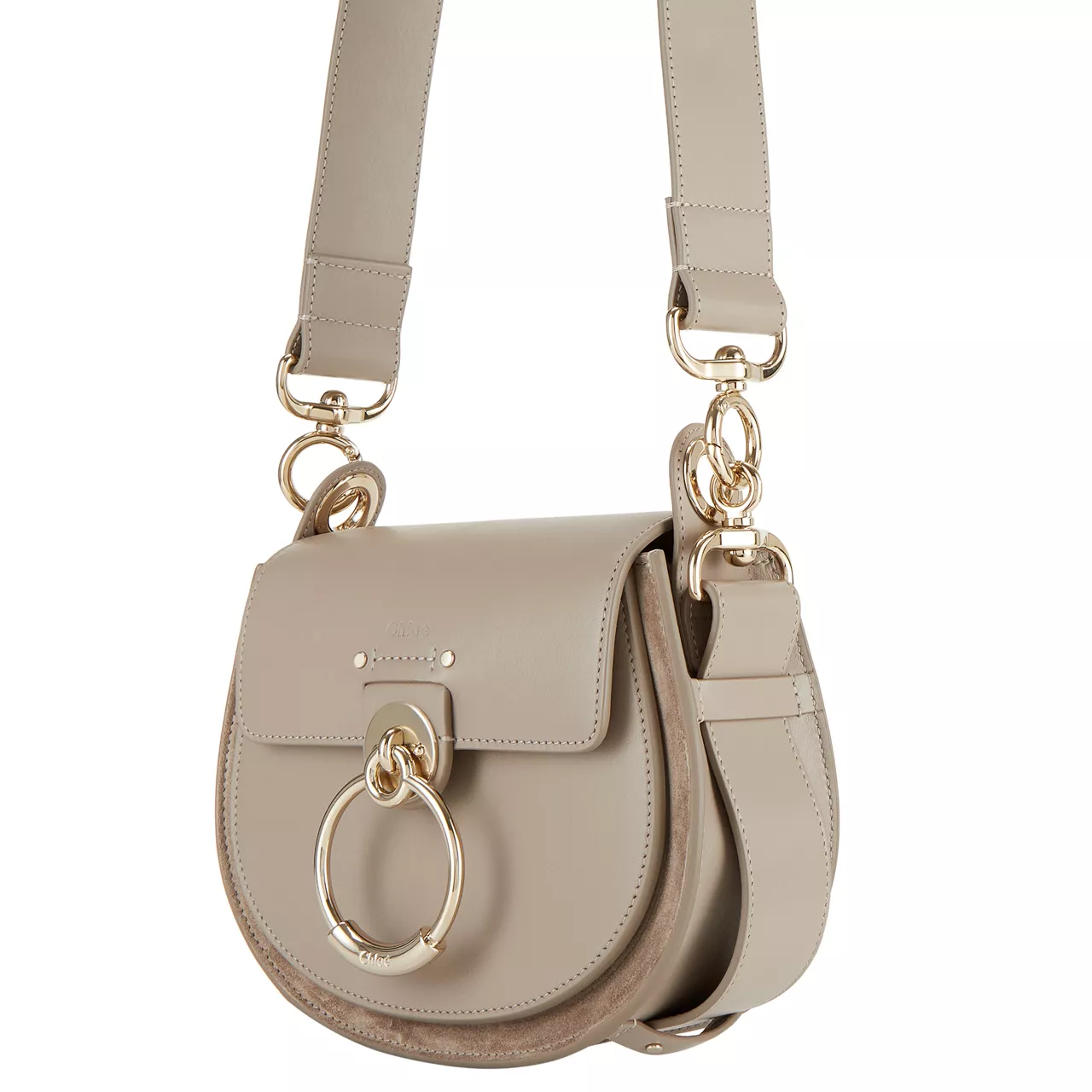 CHLOÉ The Sustainable Edit Tess Leather Saddle Bag - Motty Grey