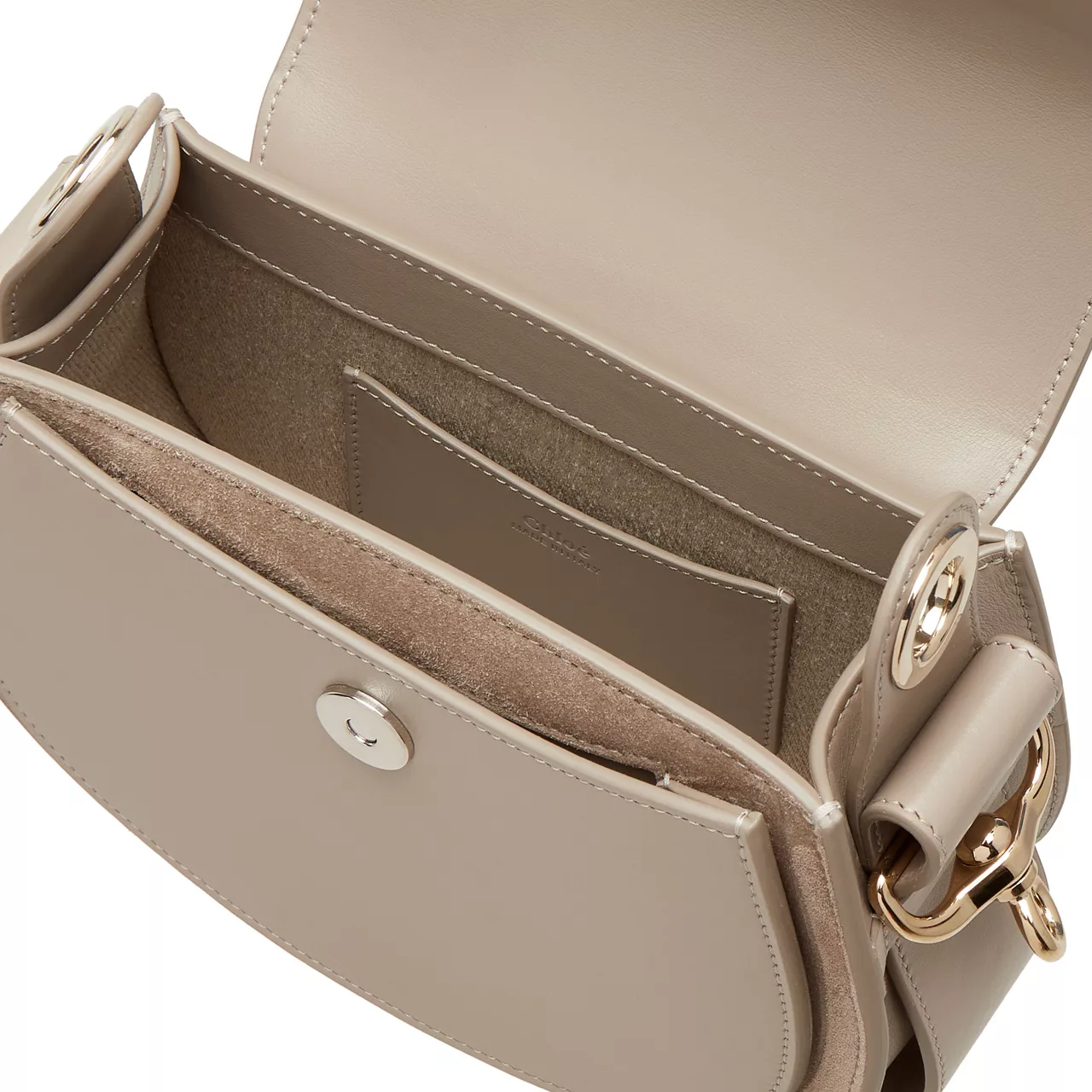 CHLOÉ The Sustainable Edit Tess Leather Saddle Bag - Motty Grey