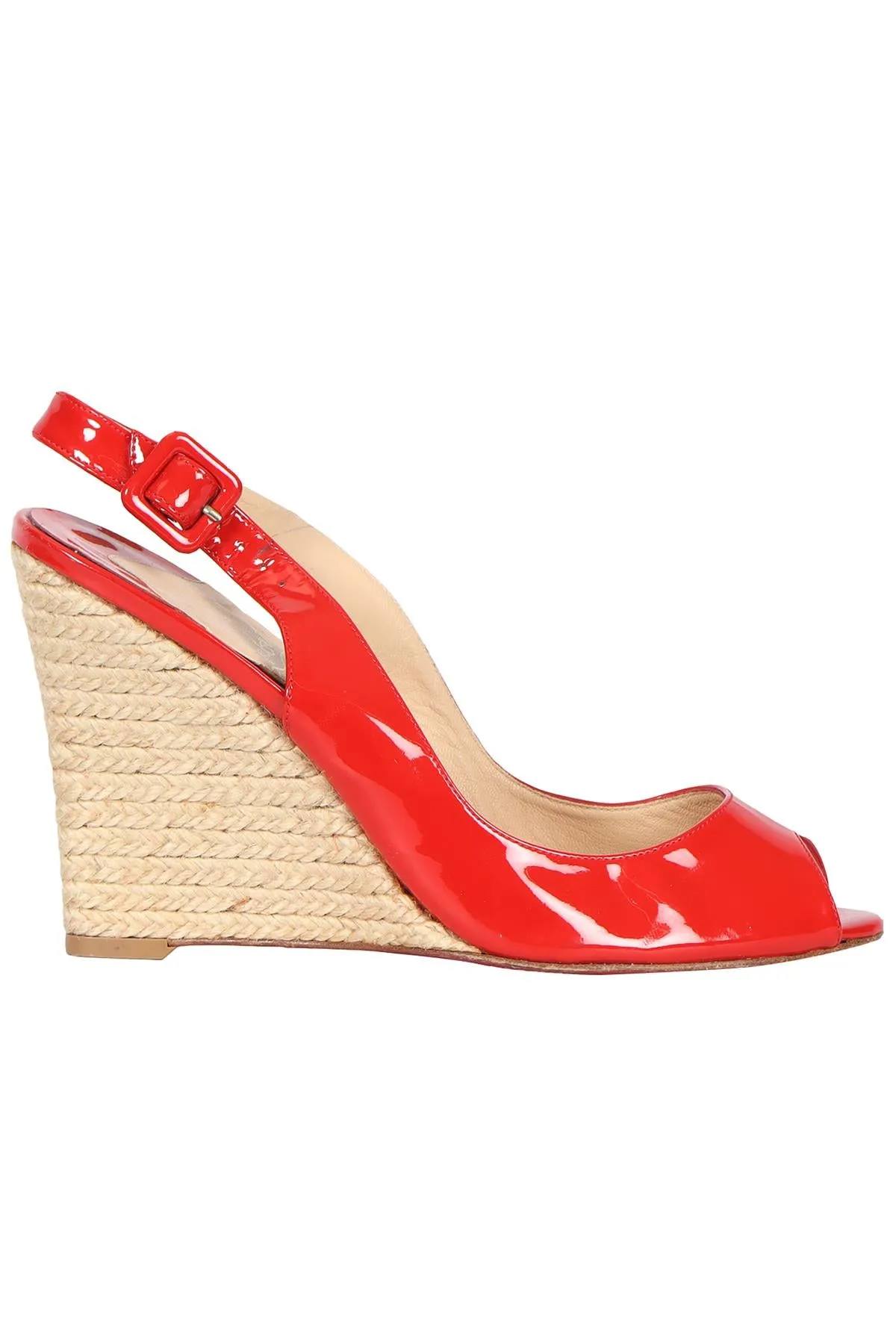 CHRISTIAN LOUBOUTIN PATENT LEATHER WEDGE SANDALS EU 39 UK 6 US 9