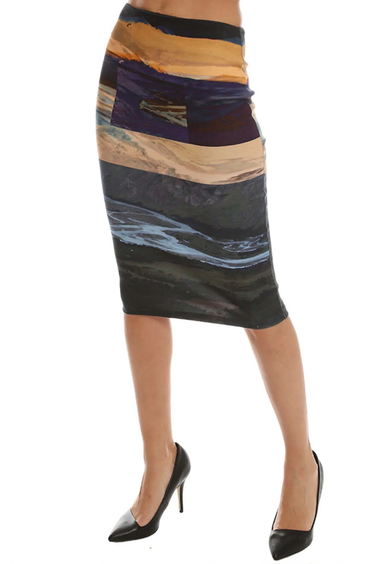 Color Block Skirt - Grey/Blue