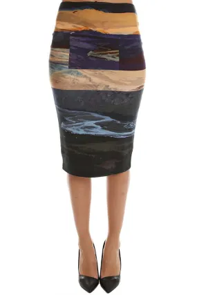 Color Block Skirt - Grey/Blue