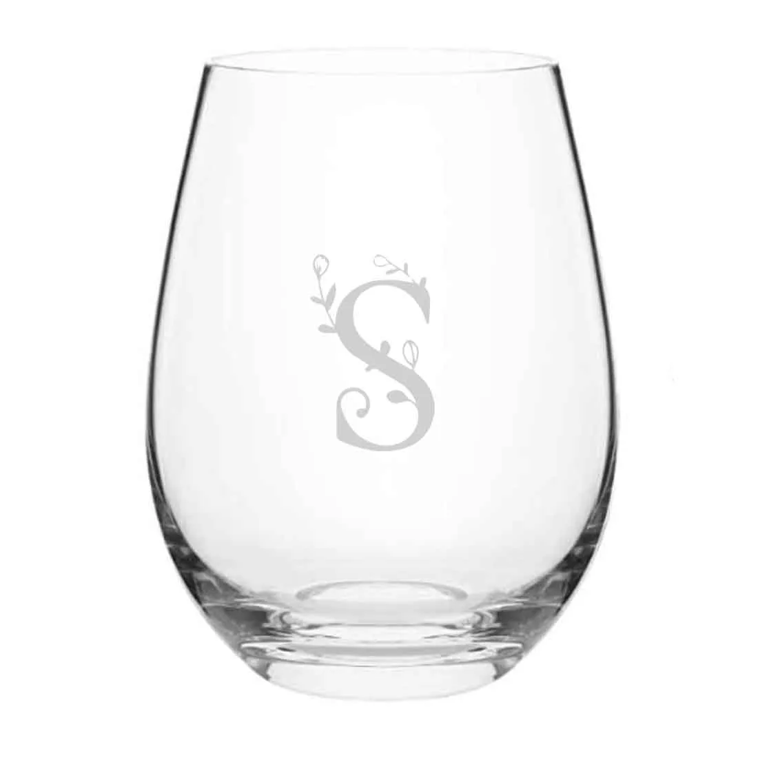 Custom Stemless Wine Glass with Initial Engraved on Cocktail / Whiskey Glass 400 ML