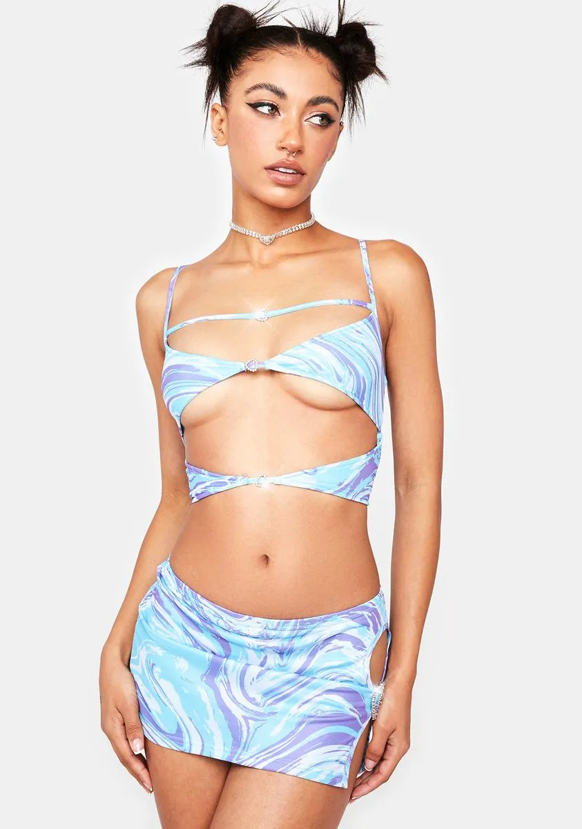 Cyan Swirl Girl Skirt Set-