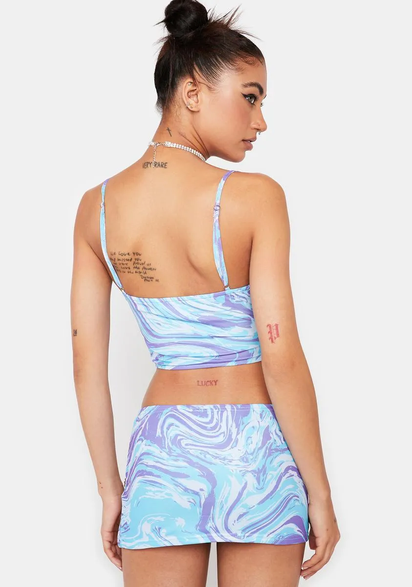 Cyan Swirl Girl Skirt Set-