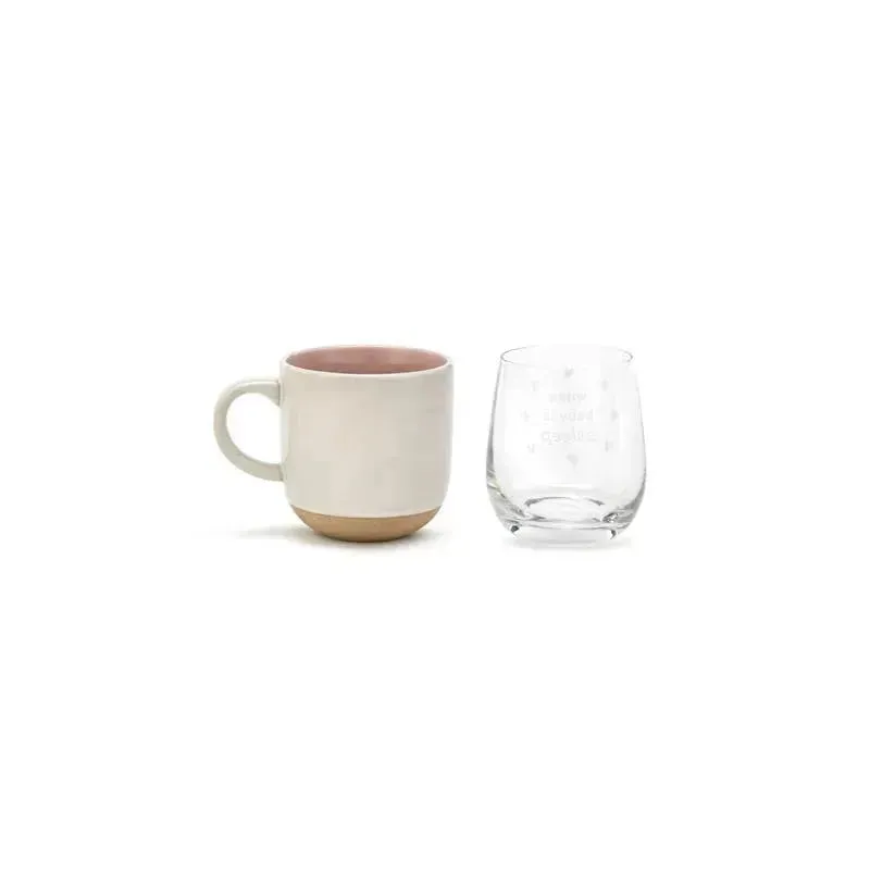 Demdaco - Mug And Wine Glass Set, When Baby Wakes/Sleeps