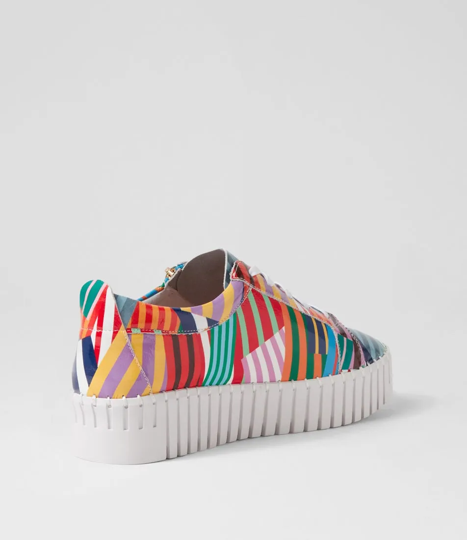 DJANGO & JULIETTE Bump Stripe White Patent Leather Sneakers