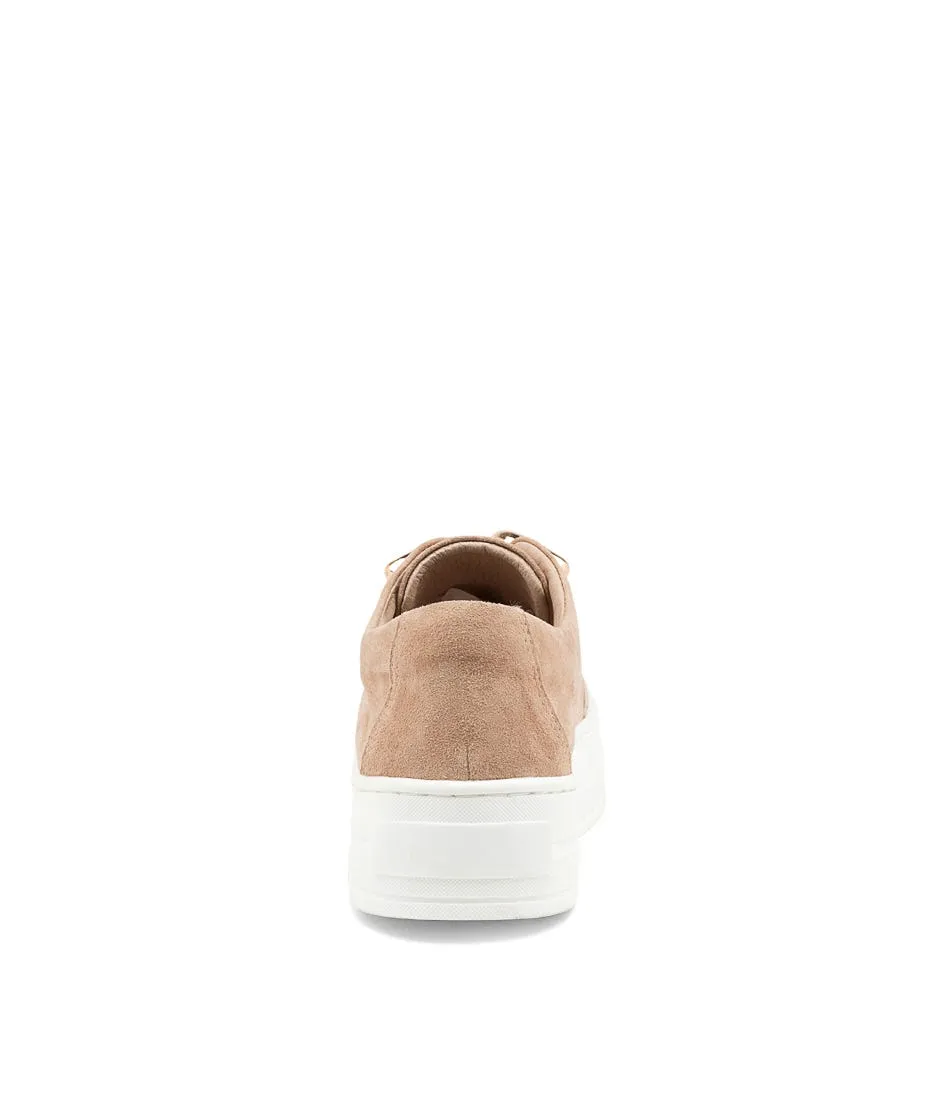 DJANGO & JULIETTE Shelina Latte Suede Sneakers White Sole