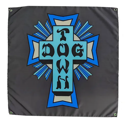 Dogtown Skateboards Banner Cross Logo Flag Black/Blue 34" x 34"