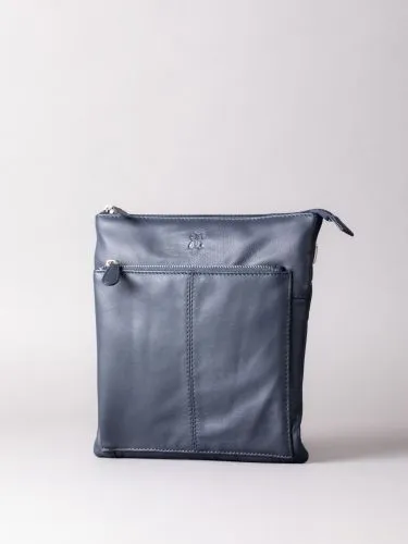 Enderby Leather Cross Body Bag in Navy