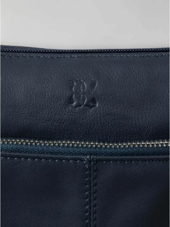 Enderby Leather Cross Body Bag in Navy