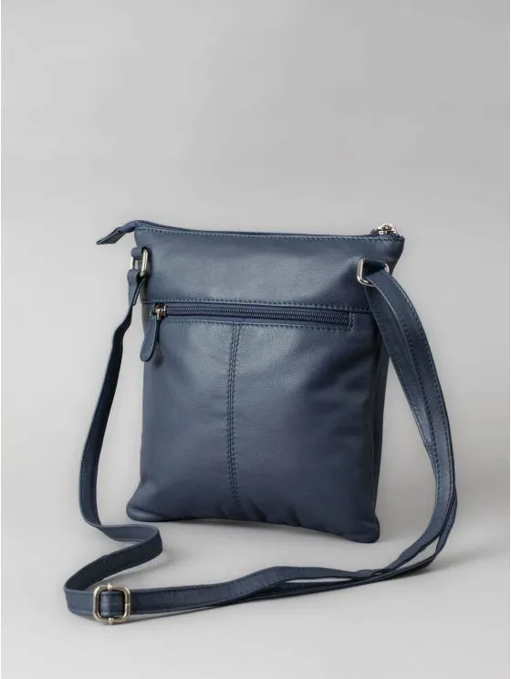 Enderby Leather Cross Body Bag in Navy