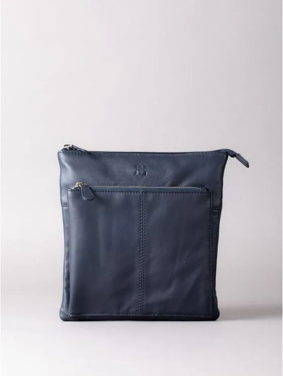 Enderby Leather Cross Body Bag in Navy