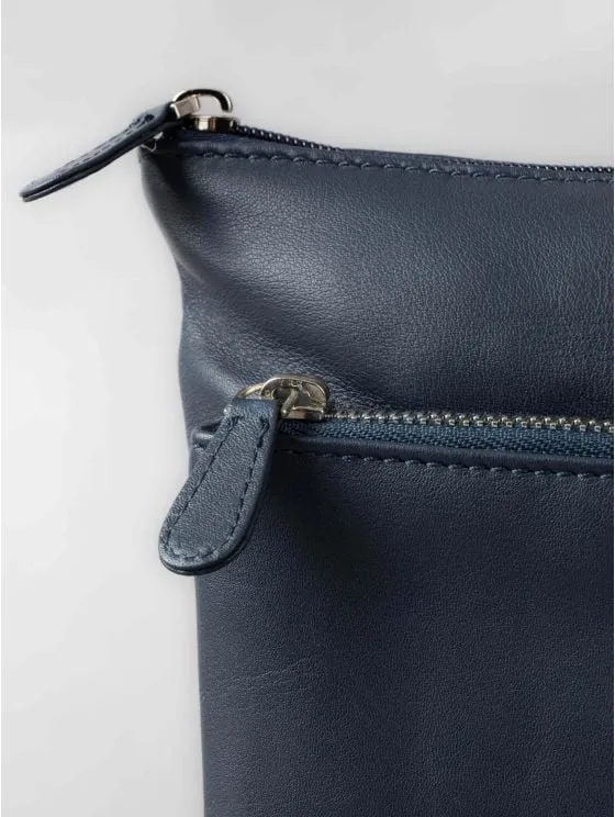 Enderby Leather Cross Body Bag in Navy