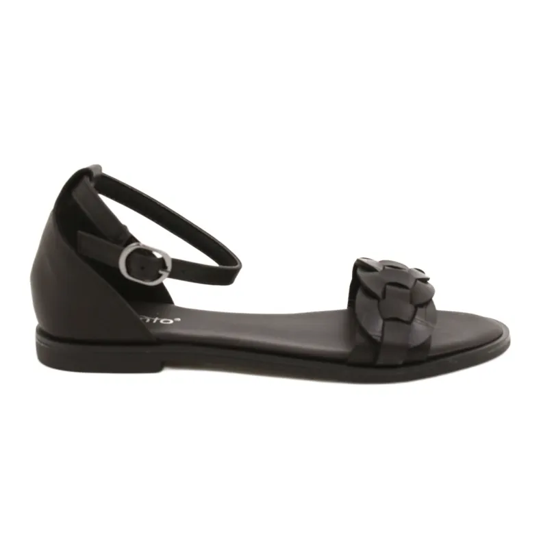 Evento Women's Sandals with a braid 22SD35-4604 Black