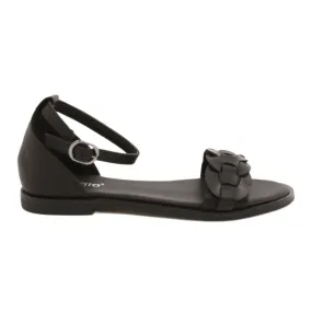 Evento Women's Sandals with a braid 22SD35-4604 Black