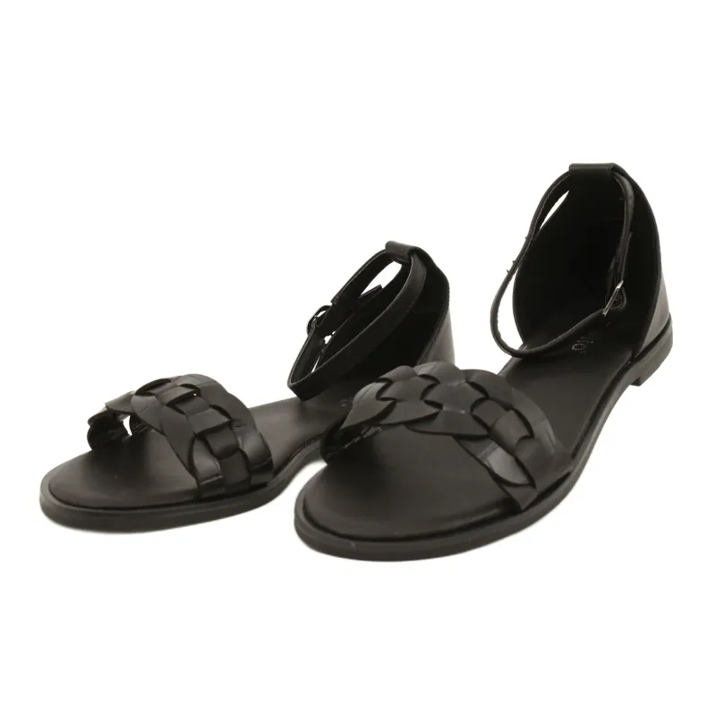 Evento Women's Sandals with a braid 22SD35-4604 Black