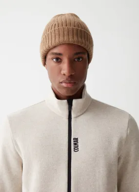 Full-zip ski fleece in a wool blend-