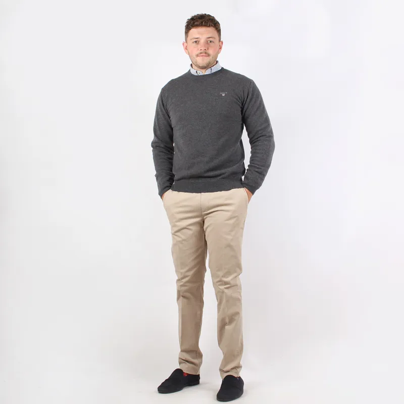 Gant Antracit Melange Superfine Lambswool Crew Neck Pullover