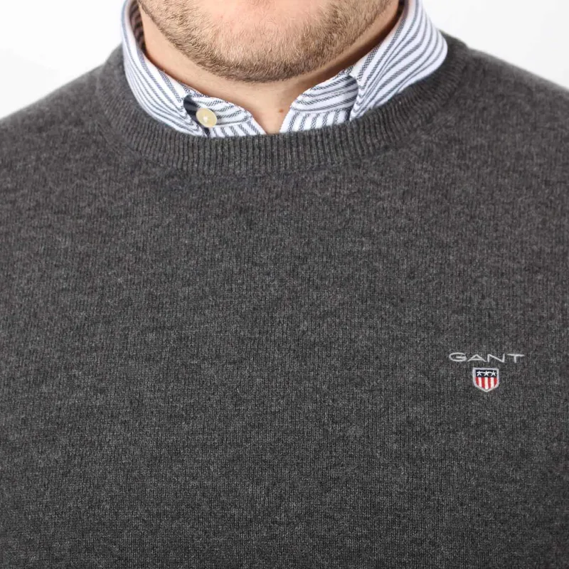 Gant Antracit Melange Superfine Lambswool Crew Neck Pullover