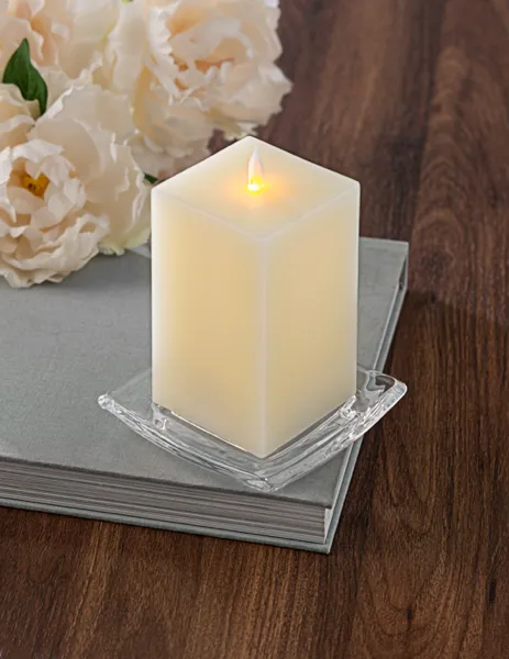 Ganz Square Glass Pillar Holder Plate