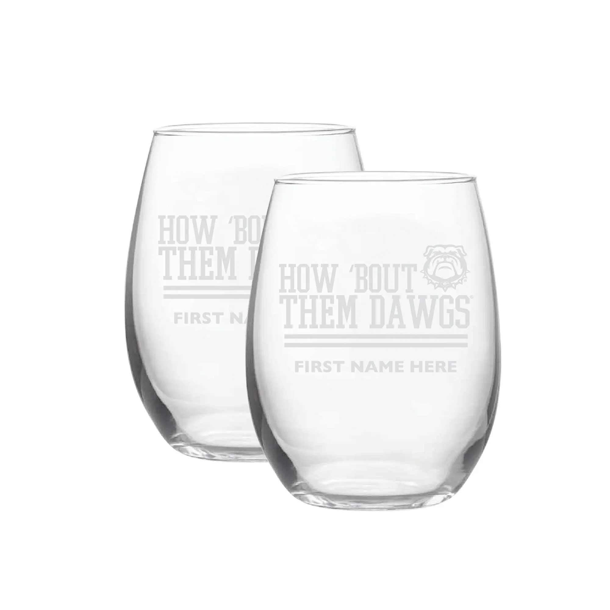 Georgia Bulldogs Two-Pack 21oz. Personalized Etched Stemless Wine Glass