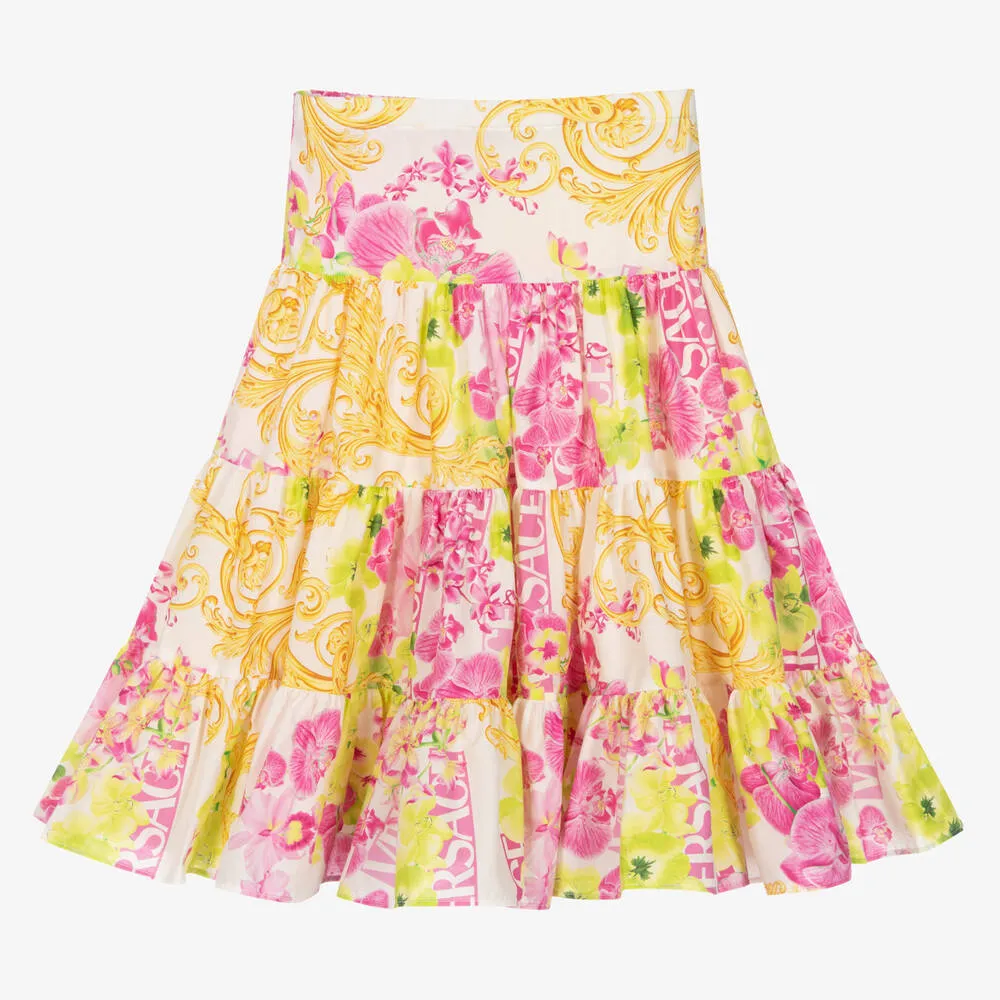 Girls Ivory Logo Orchid Skirt 