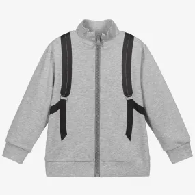 Grey Zip-Up Backpack Logo Top