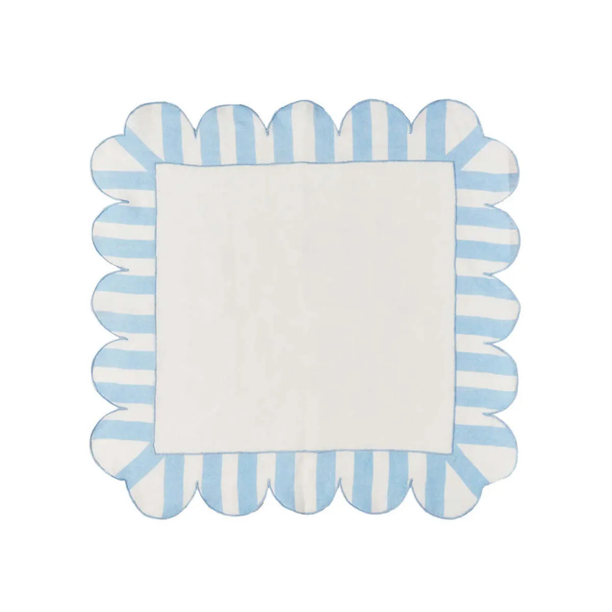 Jardin Embroidered Linen Scalloped Stripe Napkins