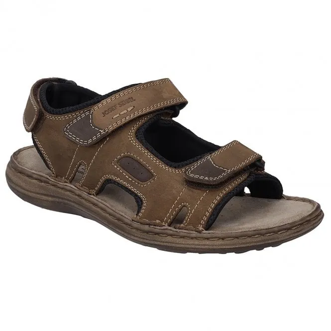 JOSEF SEIBEL  Mens Vincent 08 Brown Combi Leather Riptape Sandals 27308 TE86 301