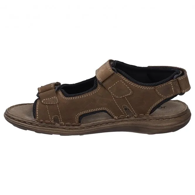 JOSEF SEIBEL  Mens Vincent 08 Brown Combi Leather Riptape Sandals 27308 TE86 301