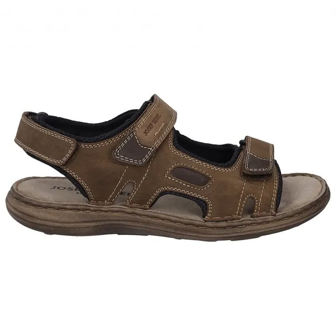 JOSEF SEIBEL  Mens Vincent 08 Brown Combi Leather Riptape Sandals 27308 TE86 301