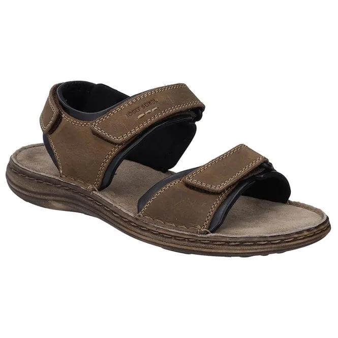 JOSEF SEIBEL  Mens Vincent 09 Brown Combi Leather Riptape Sandals 27309 TE86 301