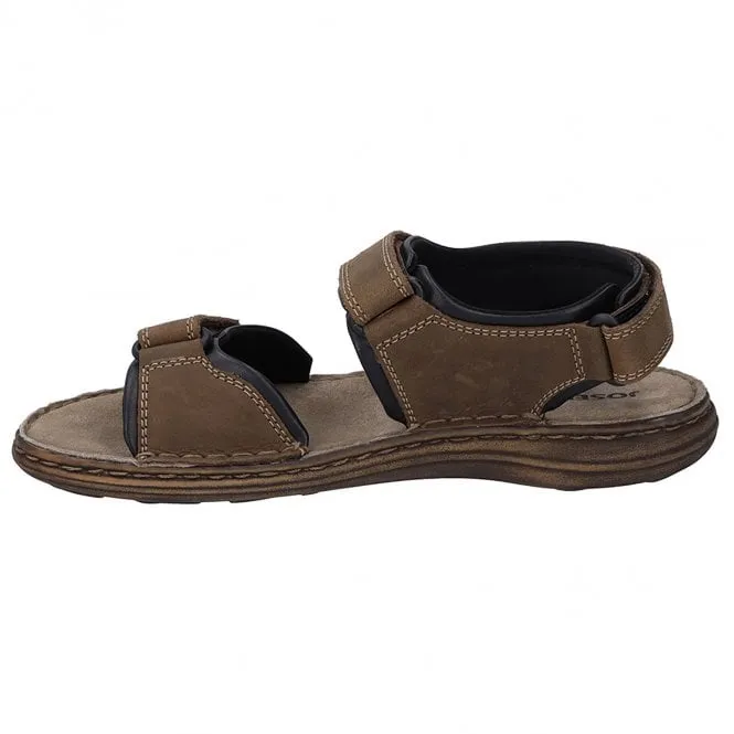 JOSEF SEIBEL  Mens Vincent 09 Brown Combi Leather Riptape Sandals 27309 TE86 301