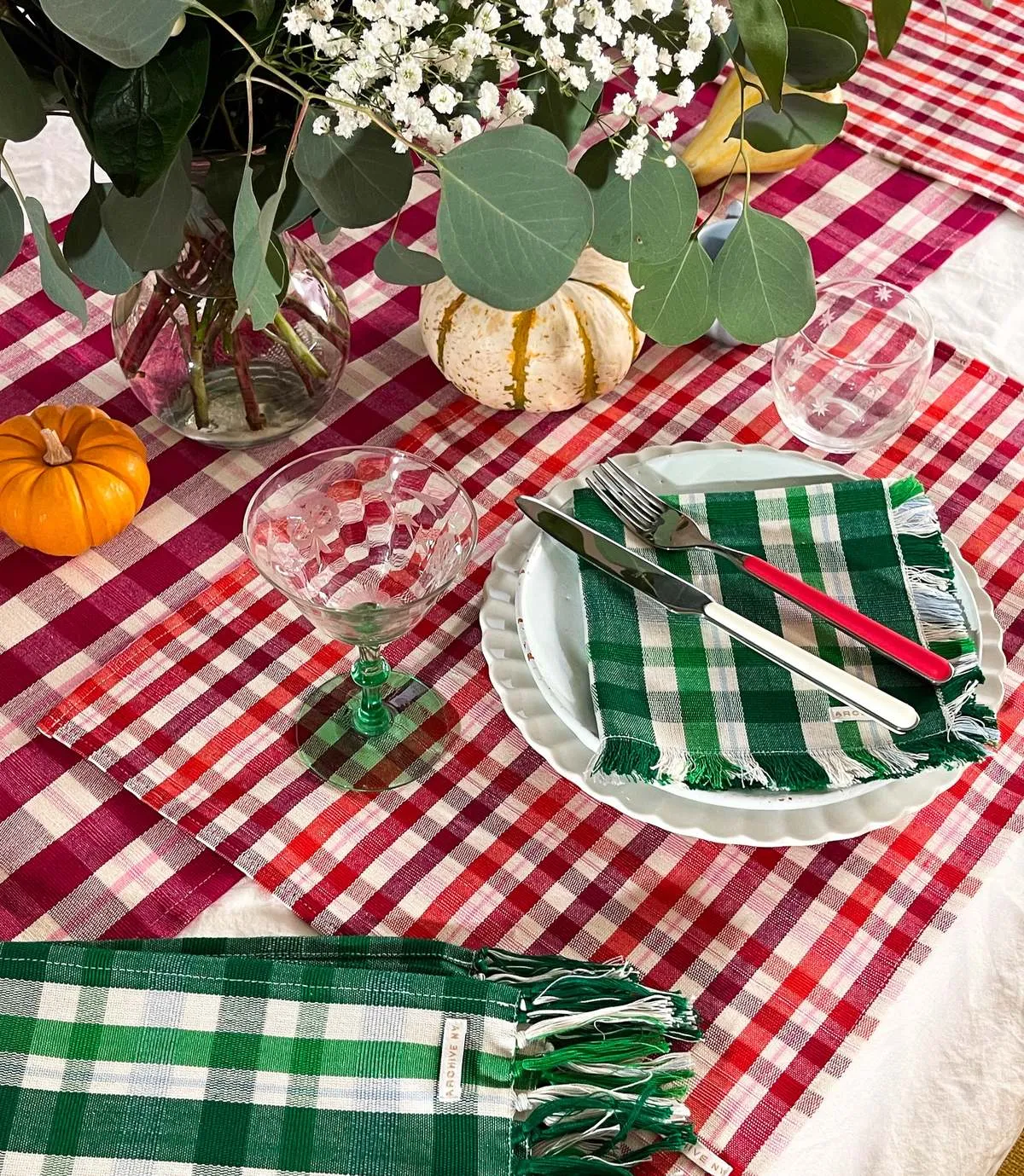 Josefina Plaid Party Napkins - Grass Green