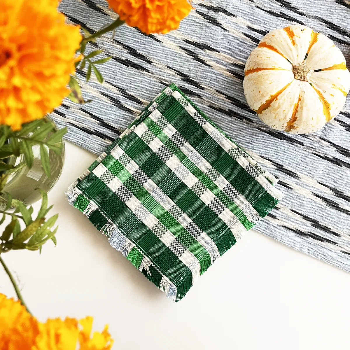 Josefina Plaid Party Napkins - Grass Green