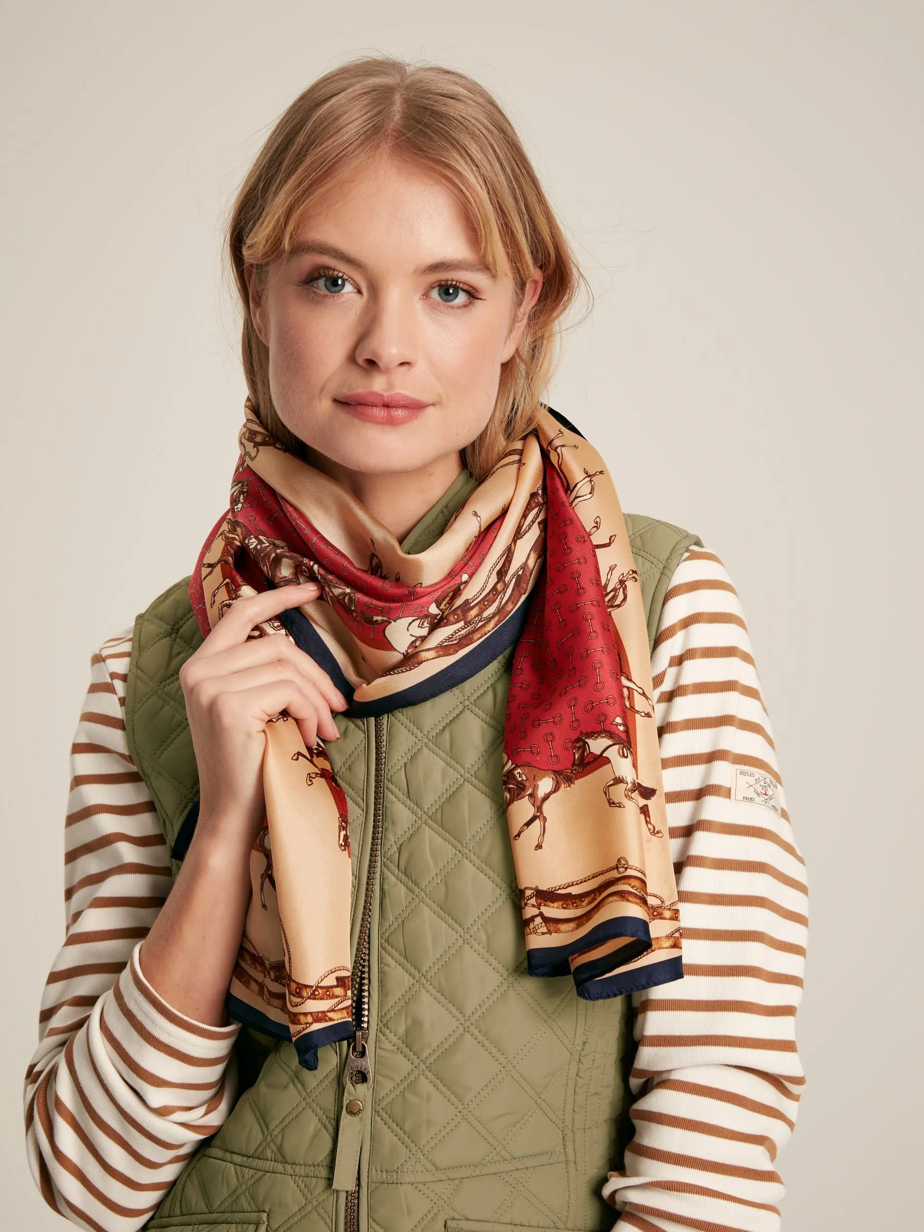 Joules Windsor Printed Long Silk Scarf