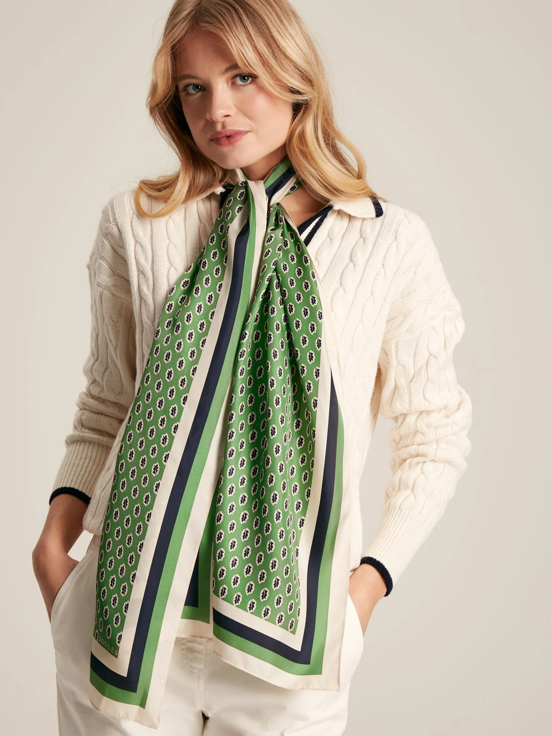 Joules Windsor Printed Long Silk Scarf