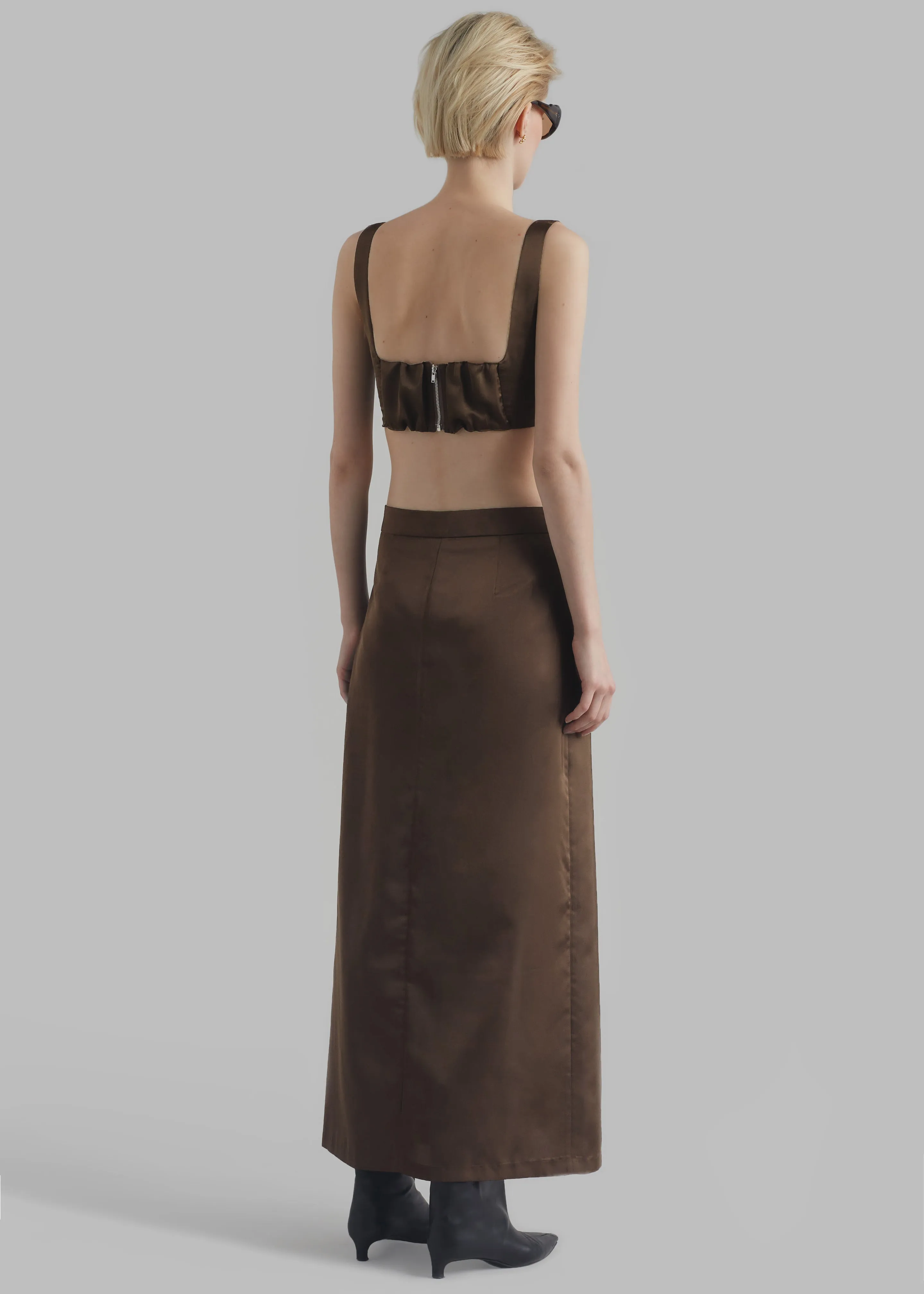 Kacey Satin Skirt - Brown