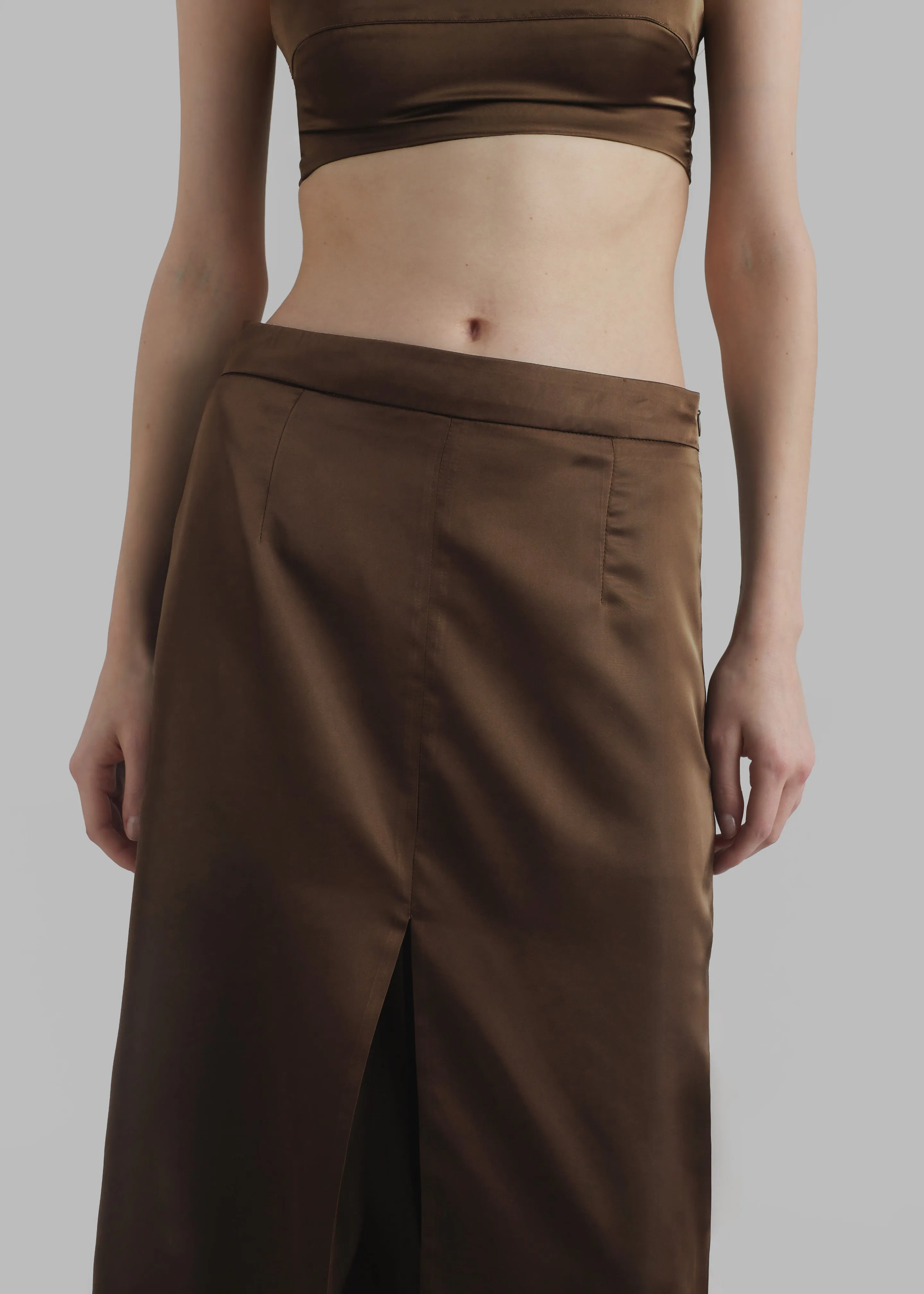 Kacey Satin Skirt - Brown