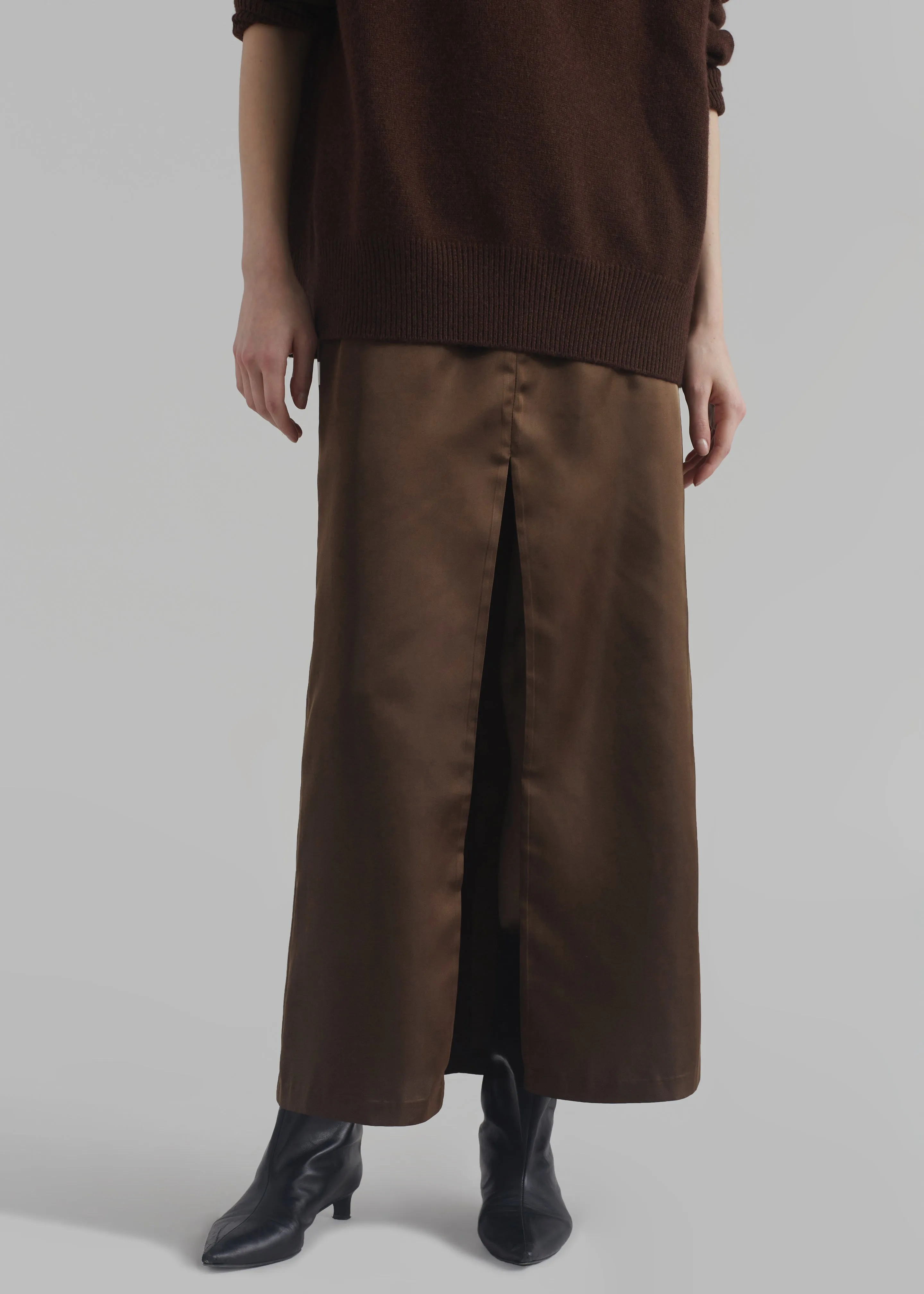 Kacey Satin Skirt - Brown