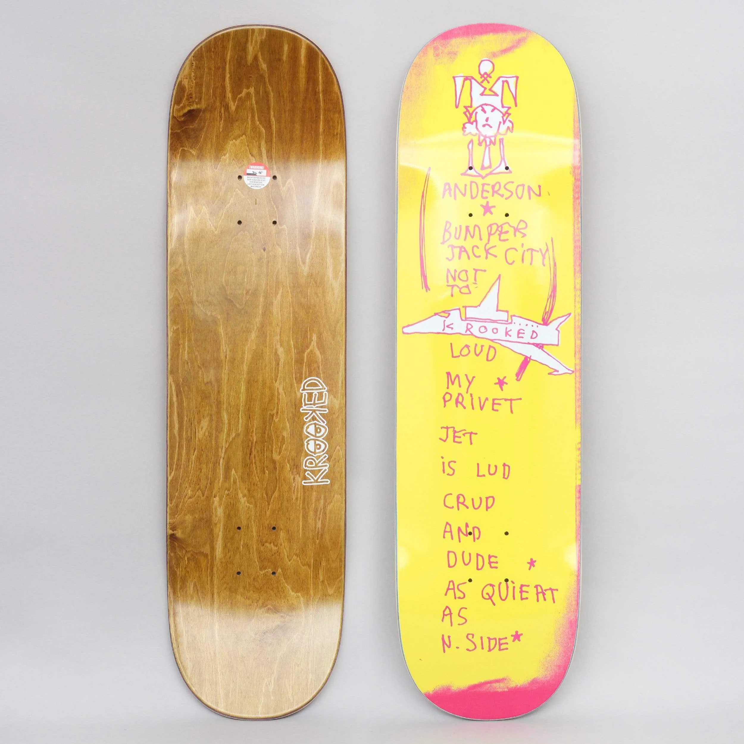 Krooked 8.38 Anderson Bumper Skateboard Deck Yellow