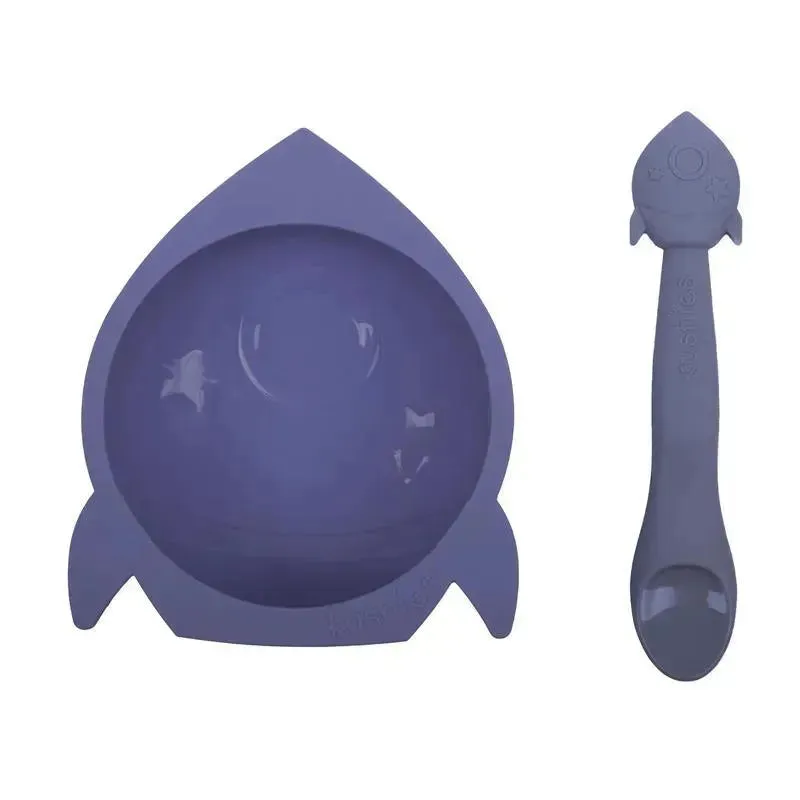 Kushie - Silibowl Silicone Bowl and Spoon Blue