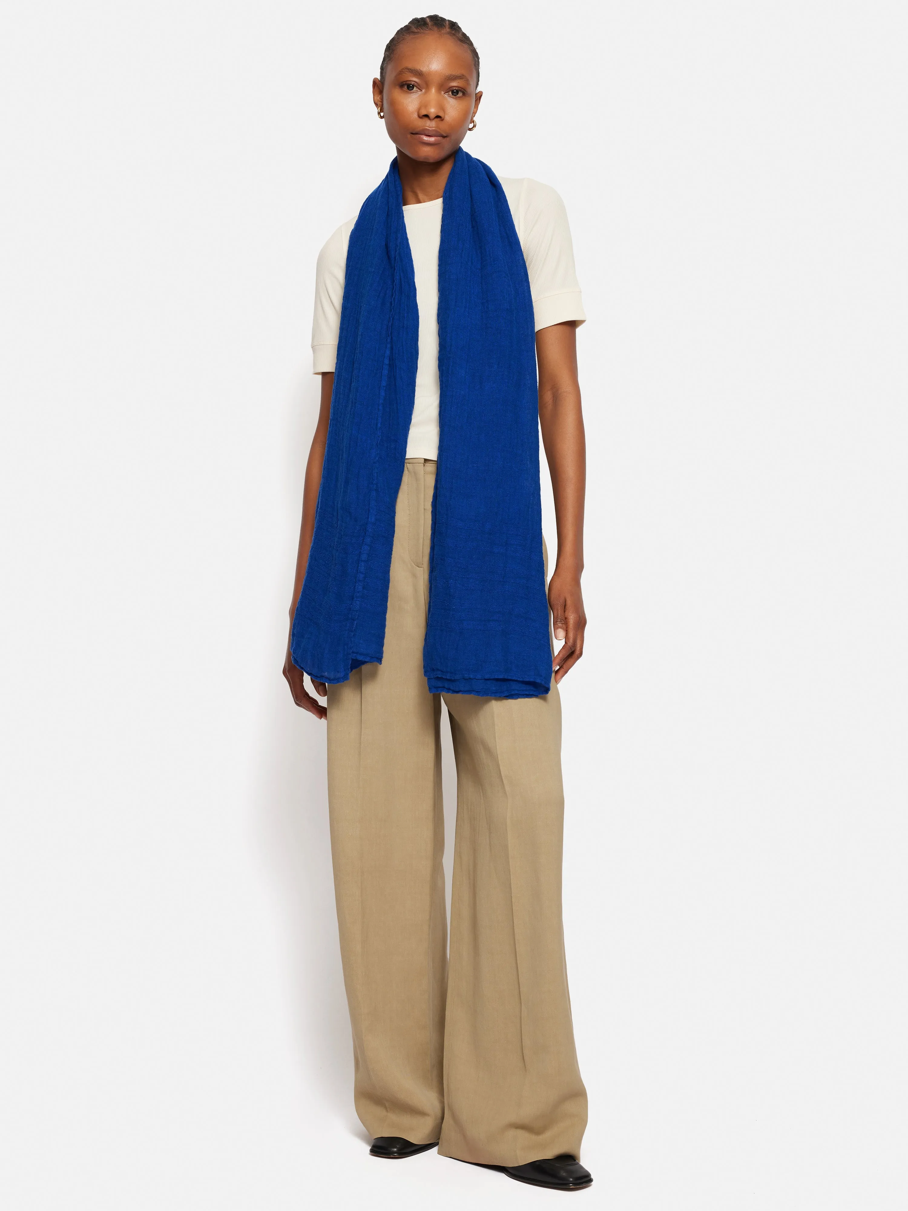 Linen Woven Scarf | Blue